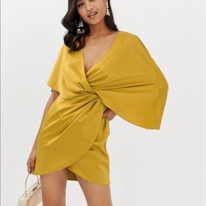 Satin kimono mini dress